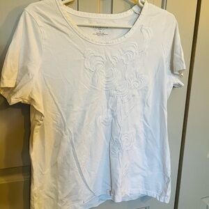 Talbots Ivory Embroidered Cotton Blouse